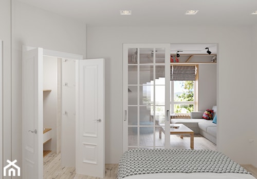 Średnia biała sypialnia z garderobą - zdjęcie od Tarasenko