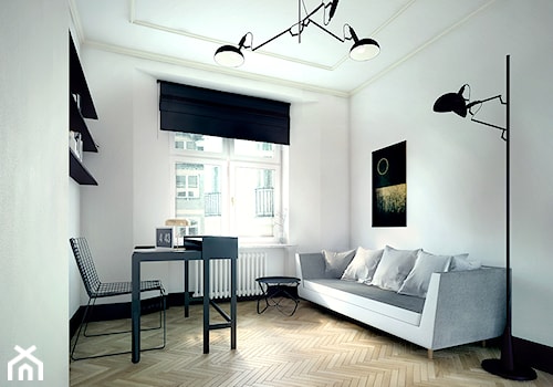 Luksusowy apartament w kamienicy - Średnie w osobnym pomieszczeniu z sofą białe biuro, styl tradycyjny - zdjęcie od Boho Studio
