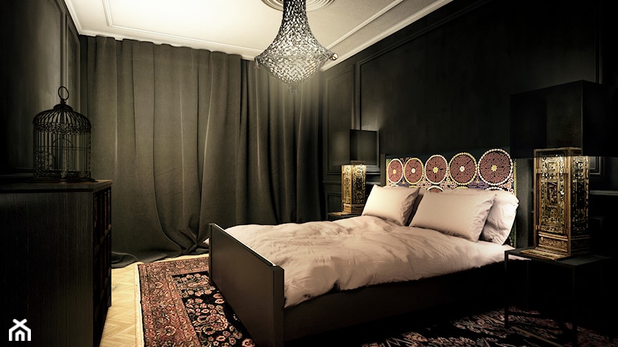 Luksusowy apartament w kamienicy - Średnia czarna sypialnia, styl tradycyjny - zdjęcie od Boho Studio