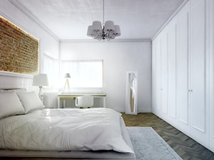 Mieszkanie w kamienicy w Poznaniu - Średnia duża biała sypialnia, styl tradycyjny - zdjęcie od Boho Studio