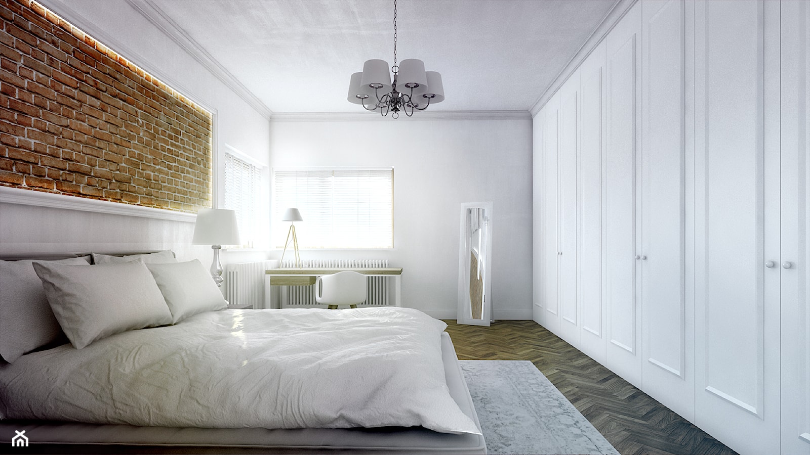 Mieszkanie w kamienicy w Poznaniu - Średnia duża biała sypialnia, styl tradycyjny - zdjęcie od Boho Studio - Homebook