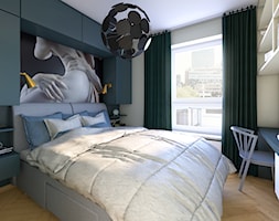 Mieszkanie dla artystów - Mała biała szara z biurkiem sypialnia, styl nowoczesny - zdjęcie od Boho Studio - Homebook