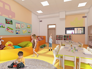 Projekt wnętrz prywatnego przedszkola. - Wnętrza publiczne, styl nowoczesny - zdjęcie od Boho Studio