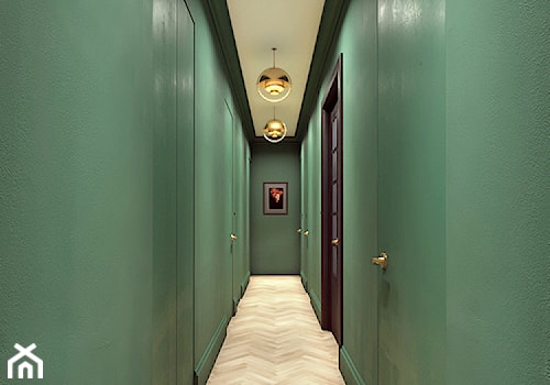 Luksusowy apartament w kamienicy - Duży zielony hol / przedpokój, styl nowoczesny - zdjęcie od Boho Studio