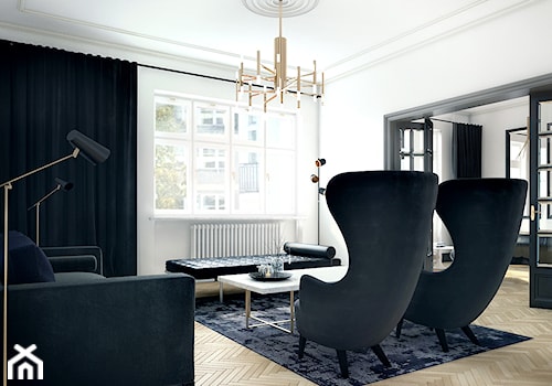 Luksusowy apartament w kamienicy - Średni biały salon, styl glamour - zdjęcie od Boho Studio