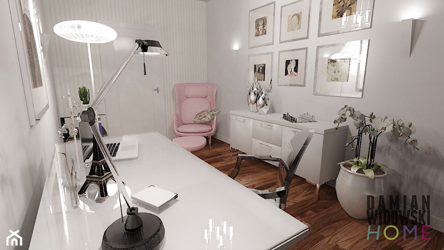 Projekt gabinetu w Warszawie (2013) - Średnie w osobnym pomieszczeniu szare biuro, styl nowoczesny - zdjęcie od Damian Widowski HOME / DESIGN LOVE BLOG