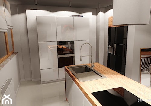 Open Floor Home Design / 2013 - Duża z zabudowaną lodówką z nablatowym zlewozmywakiem kuchnia z wyspą lub półwyspem - zdjęcie od Damian Widowski HOME / DESIGN LOVE BLOG