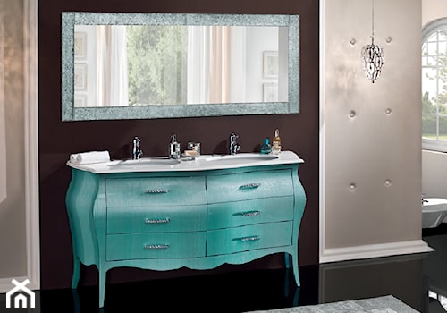 Meble do łazienki - Duża z lustrem z dwoma umywalkami łazienka z oknem, styl glamour - zdjęcie od RAD-POL