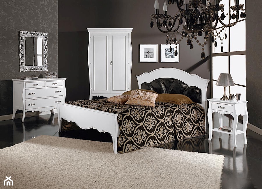 Sypialnia - Średnia czarna sypialnia, styl glamour - zdjęcie od RAD-POL