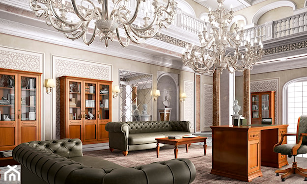 klasyczny salon ze skórzanymi sofami