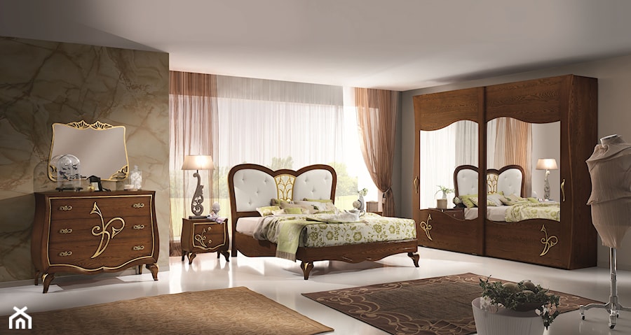 Styl włoski - Duża szara sypialnia, styl glamour - zdjęcie od RAD-POL