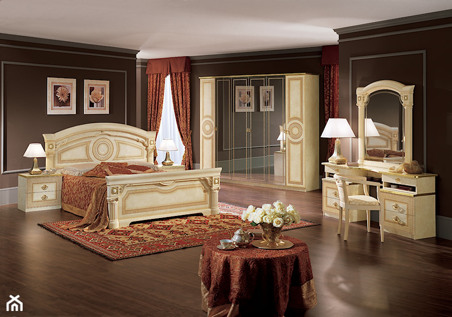 Meble włoskie - Duża brązowa sypialnia, styl tradycyjny - zdjęcie od RAD-POL