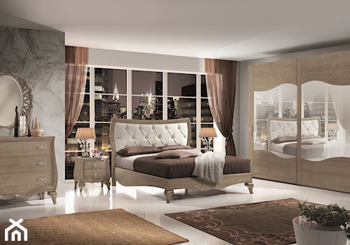 Styl włoski - Duża szara sypialnia, styl glamour - zdjęcie od RAD-POL