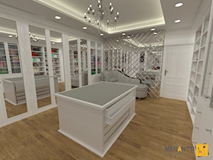 Aranżacja garderoby 27m2 w stylu glamour w domu jednorodzinnym na Mazurach - zdjęcie od Merantti design Anna Koronowska