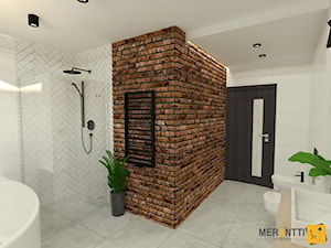 Aranżacja łazienki 12m2 w domu jednorodzinnym w Lidzbarku Warmińskim - zdjęcie od Merantti design Anna Koronowska