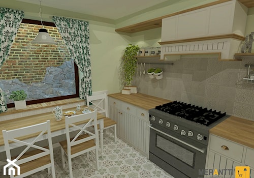 Aranżacja kuchni w stylu rustykalnym 15m2 w domu jednorodzinnym na Mazurach - zdjęcie od Merantti design Anna Koronowska