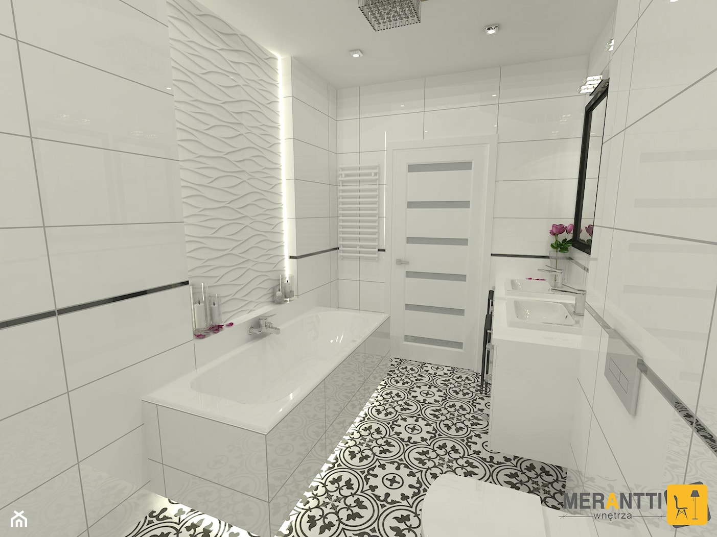 Aranżacja łazienki 11m2 w domu jednorodzinnym w Lidzbarku Warmińskim - zdjęcie od Merantti design Anna Koronowska - Homebook
