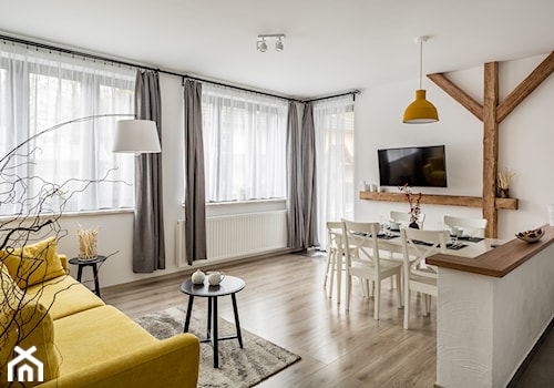 Apartament Granitica Nellin 2, Zakopane - Mała biała jadalnia w salonie, styl skandynawski - zdjęcie od www.tatrytop.pl