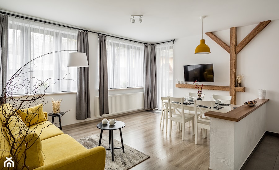 Apartament Granitica Nellin 2, Zakopane - Mała biała jadalnia w salonie, styl skandynawski - zdjęcie od www.tatrytop.pl