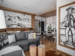 Apartament Granitica Platinium 10, Zakopane - Średni salon z kuchnią z jadalnią, styl skandynawski - zdjęcie od www.tatrytop.pl