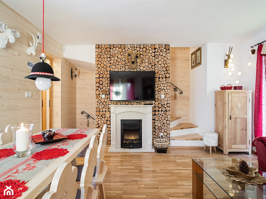 Dom Malina, Zakopane - Średnia biała jadalnia w salonie, styl rustykalny - zdjęcie od www.tatrytop.pl