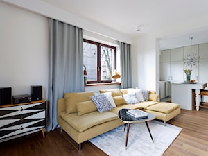 Mieszkanie - Stare Włochy - Średni biały salon z kuchnią, styl glamour - zdjęcie od Izabela Rydygier Architektura Wnętrz