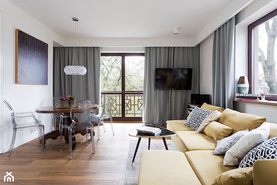 Mieszkanie - Stare Włochy - Średni biały salon, styl glamour - zdjęcie od Izabela Rydygier Architektura Wnętrz
