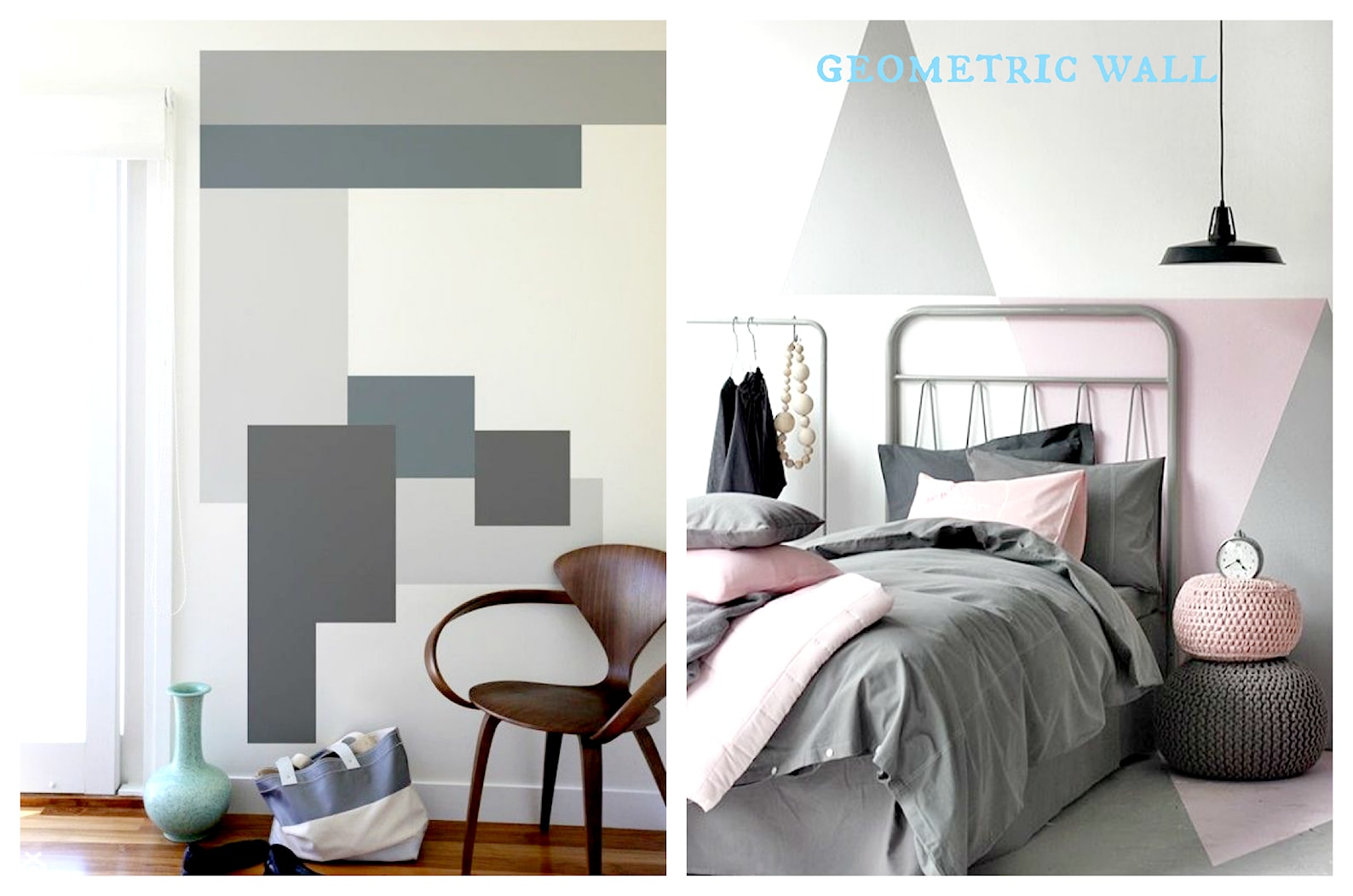 Malowanie ściany w geometryczne wzory. - zdjęcie od cleo-inspire - Homebook