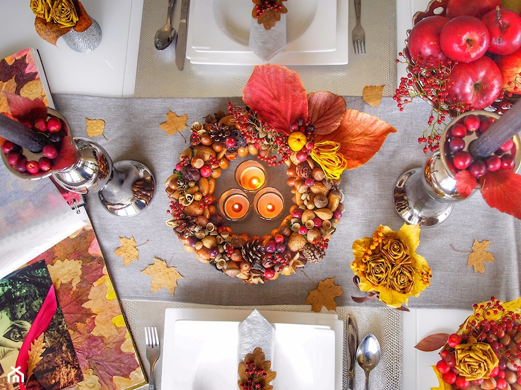 jesienny stół dekoracje