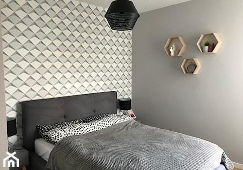 Mieszkanie w stylu skandynawskim - Mała szara sypialnia, styl skandynawski - zdjęcie od asia93