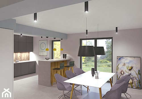 wnętrze domu jednorodzinnego - fragment | 62 m2 - Średnia szara jadalnia w kuchni, styl nowoczesny - zdjęcie od duDesign | concept&design