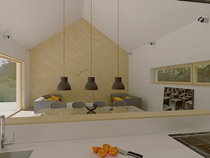 Nowoczesna stodoła - Średni biały salon z kuchnią z jadalnią, styl nowoczesny - zdjęcie od duDesign | concept&design
