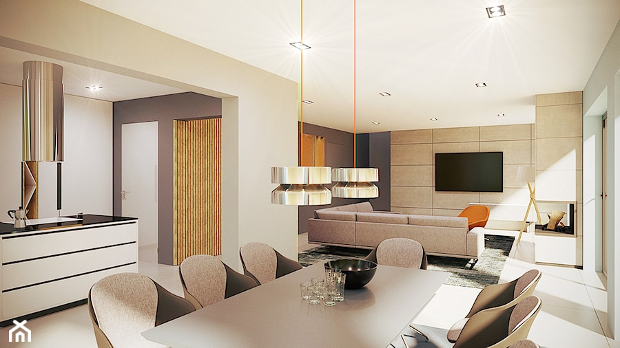 Duża szara jadalnia jako osobne pomieszczenie, styl nowoczesny - zdjęcie od duDesign | concept&design