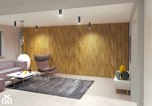 wnętrze domu jednorodzinnego - fragment | 62 m2 - Mały brązowy szary salon, styl nowoczesny - zdjęcie od duDesign | concept&design