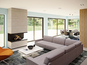 dom jednorodzinny salon | kuchnia | jadalnia | 70 m2 / - Średni biały salon z jadalnią, styl nowoczesny - zdjęcie od duDesign | concept&design