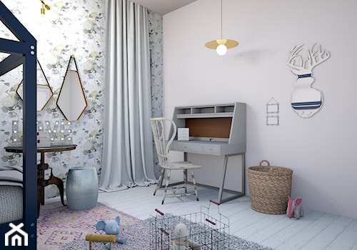 Wymarzony pokój małej Poli - Średni biały szary pokój dziecka dla dziecka dla nastolatka dla chłopca dla dziewczynki - zdjęcie od AN design