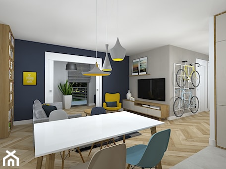 Aranżacje wnętrz - Jadalnia: rowerowe mieszkanie - Średnia biała niebieska szara jadalnia w salonie, styl nowoczesny - RedCubeDesign projektowanie wnętrz. Przeglądaj, dodawaj i zapisuj najlepsze zdjęcia, pomysły i inspiracje designerskie. W bazie mamy już prawie milion fotografii!
