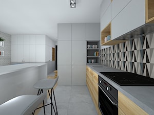 biało szara kawalerka do wynajęcia - Kuchnia, styl nowoczesny - zdjęcie od RedCubeDesign projektowanie wnętrz