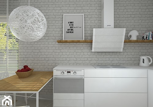 nowocześnie i przytulnie - dom w Kaliszu - Średnia otwarta biała szara kuchnia w kształcie litery l, styl nowoczesny - zdjęcie od RedCubeDesign projektowanie wnętrz