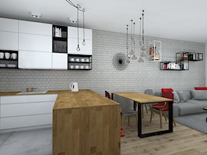 mieszkanie w loftowym klimacie - Średnia jadalnia w salonie w kuchni, styl industrialny - zdjęcie od RedCubeDesign projektowanie wnętrz