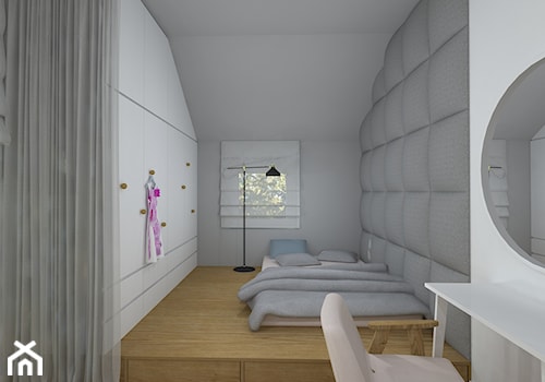 pokój dla nastolatki - Duży biały szary pokój dziecka dla nastolatka dla chłopca dla dziewczynki, styl skandynawski - zdjęcie od RedCubeDesign projektowanie wnętrz