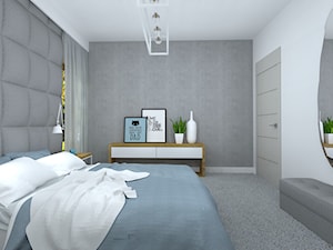 nowocześnie i przytulnie - dom w Kaliszu - Średnia biała szara sypialnia, styl nowoczesny - zdjęcie od RedCubeDesign projektowanie wnętrz