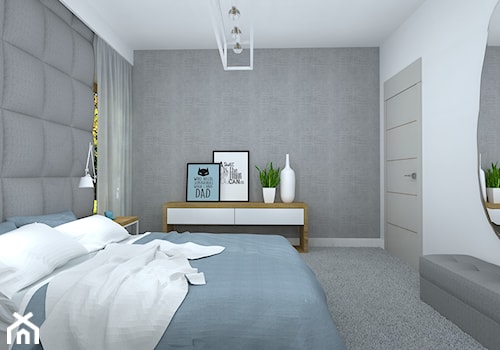 nowocześnie i przytulnie - dom w Kaliszu - Średnia biała szara sypialnia, styl nowoczesny - zdjęcie od RedCubeDesign projektowanie wnętrz