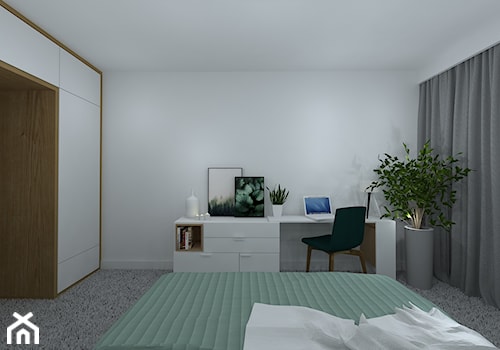 mieszkanie po dziadku - Średnia biała z biurkiem sypialnia, styl nowoczesny - zdjęcie od RedCubeDesign projektowanie wnętrz