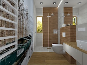 nowocześnie i przytulnie - dom w Kaliszu - Średnia duża łazienka z oknem, styl nowoczesny - zdjęcie od RedCubeDesign projektowanie wnętrz
