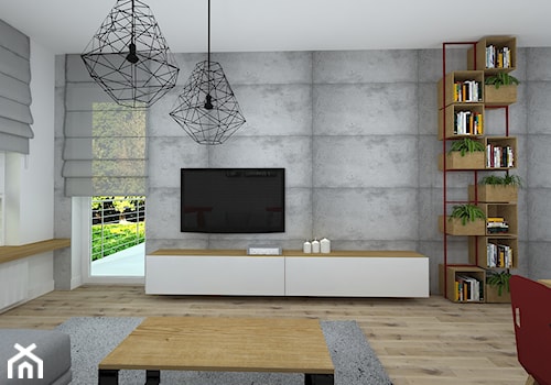 mieszkanie w loftowym klimacie - Duży biały szary salon, styl industrialny - zdjęcie od RedCubeDesign projektowanie wnętrz