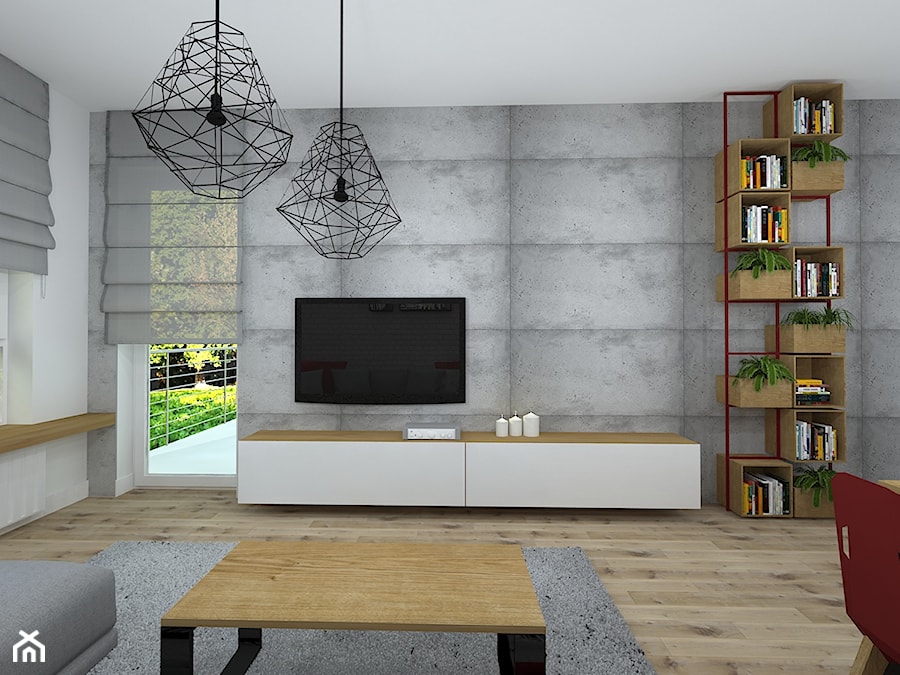 mieszkanie w loftowym klimacie - Duży biały szary salon, styl industrialny - zdjęcie od RedCubeDesign projektowanie wnętrz