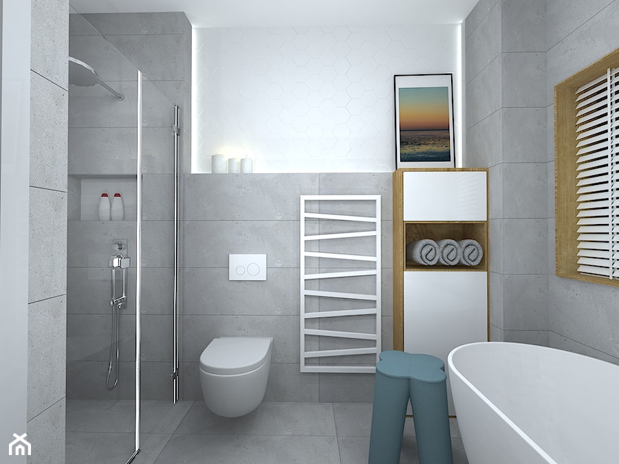 widok na Maślice - Średnia bez okna łazienka, styl nowoczesny - zdjęcie od RedCubeDesign projektowanie wnętrz