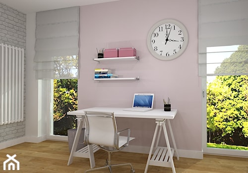 pokój dla nastolatki - Mały biały różowy szary pokój dziecka dla nastolatka dla chłopca dla dziewczynki, styl skandynawski - zdjęcie od RedCubeDesign projektowanie wnętrz