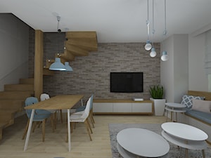 mieszkanie po dziadku - Duży szary salon z jadalnią, styl nowoczesny - zdjęcie od RedCubeDesign projektowanie wnętrz